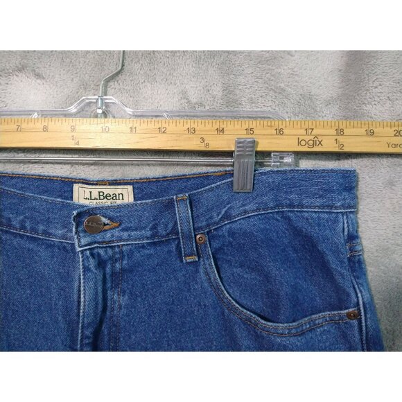 LL Bean Jeans Mens 38x29 Blue Denim Flannel Lined Classic Fit Dark Wash - Picture 3 of 9